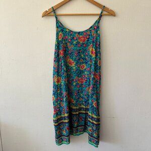 Qearal Sundress Womens Large Blue Microfloral Straps Cutesy Cottagecore